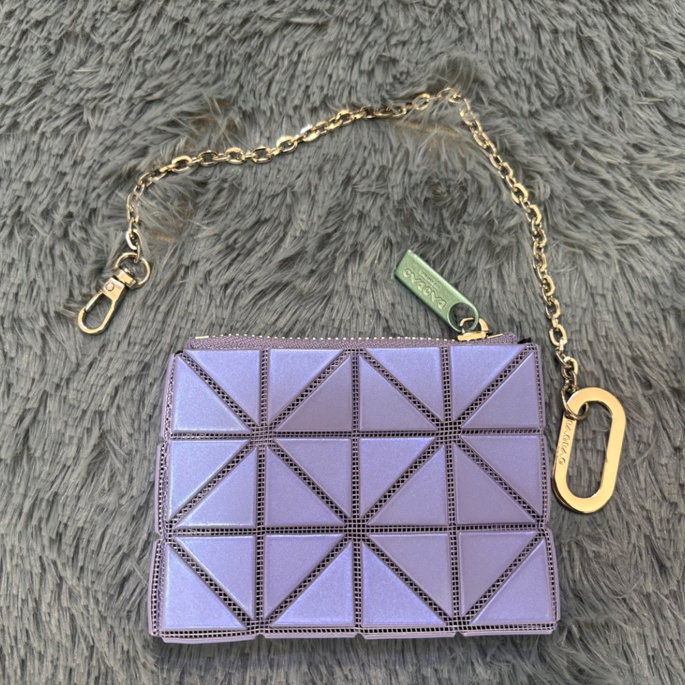 Issey Miyake Purple Geometric Cassette Wallet/Coin purse with chain